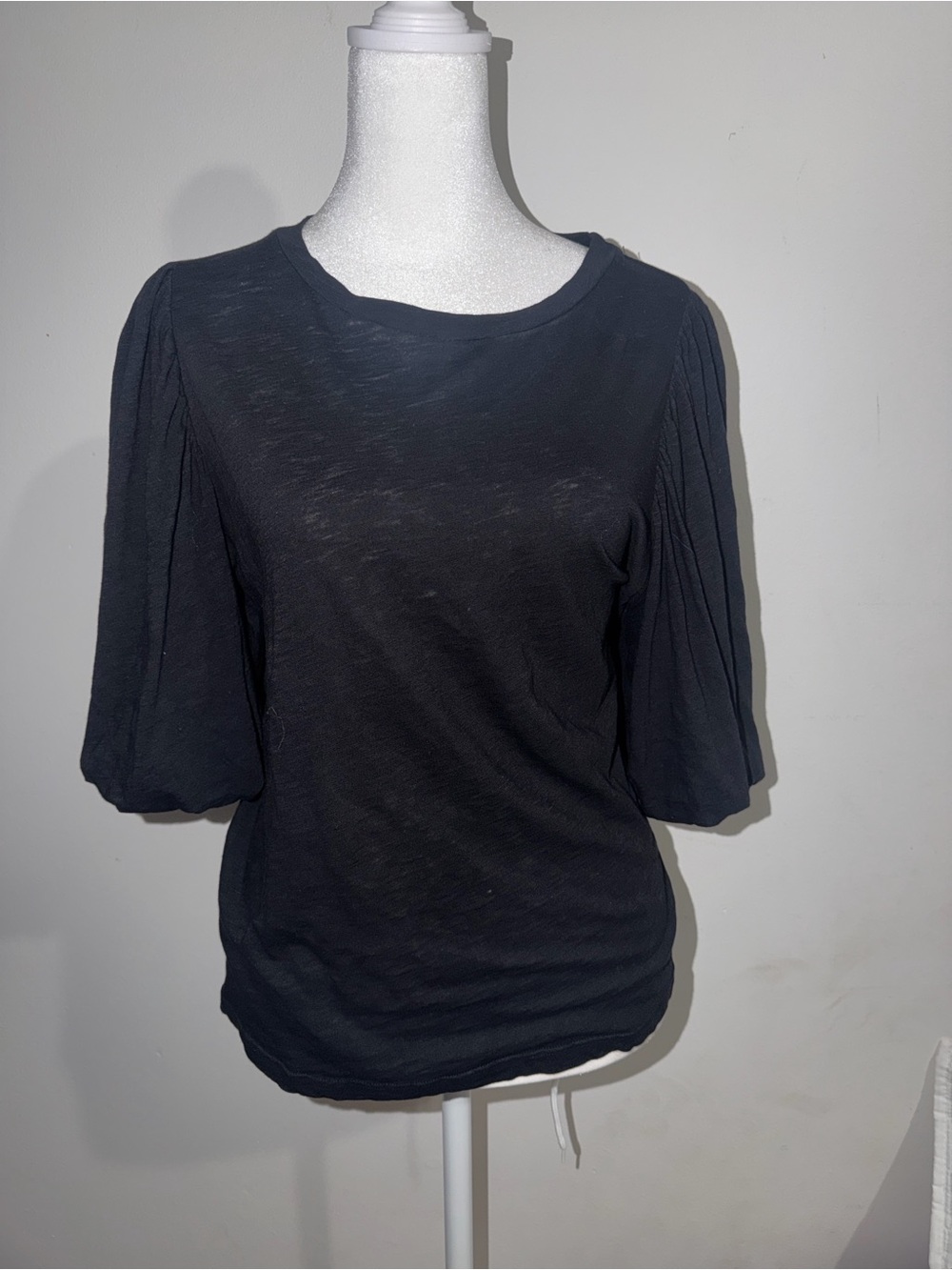Velvet by Graham & Spencer Black Puff Sleeve Tee